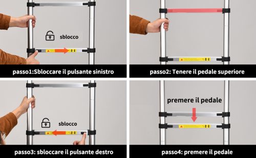 istruzioni di apertura scala allungabile telescopica
