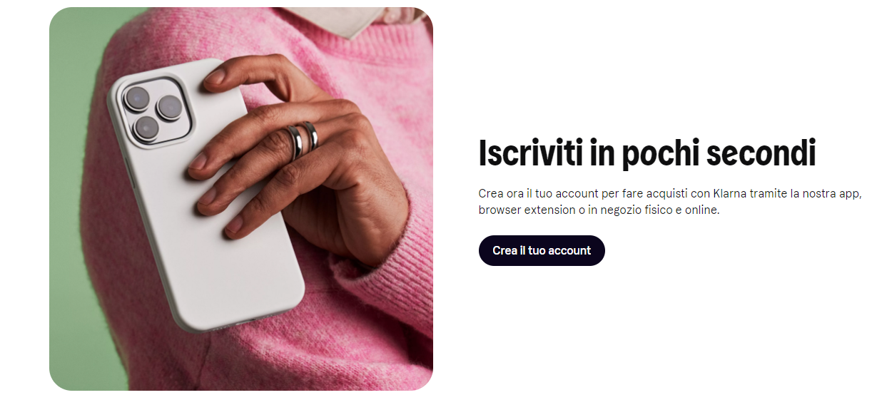 iscriviti adesso a klarna in pochi secondi