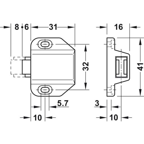 disegno tecnico meccanismo di apertura calamitato